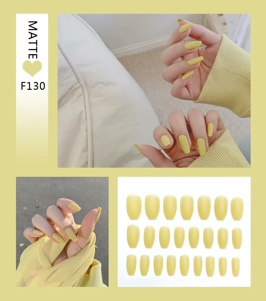 Matte Nail Art Fake Nails Stiletto Tips Clear Press on Long with Glue Coffin Stick Display Full Cover Artificial Designs  False-Nail Inspo