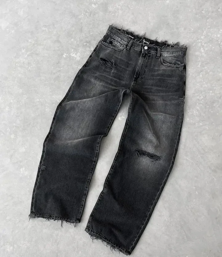 Coasfe Y2K Wide Leg Pants – Retro Harajuku Distressed Jeans for Men  
