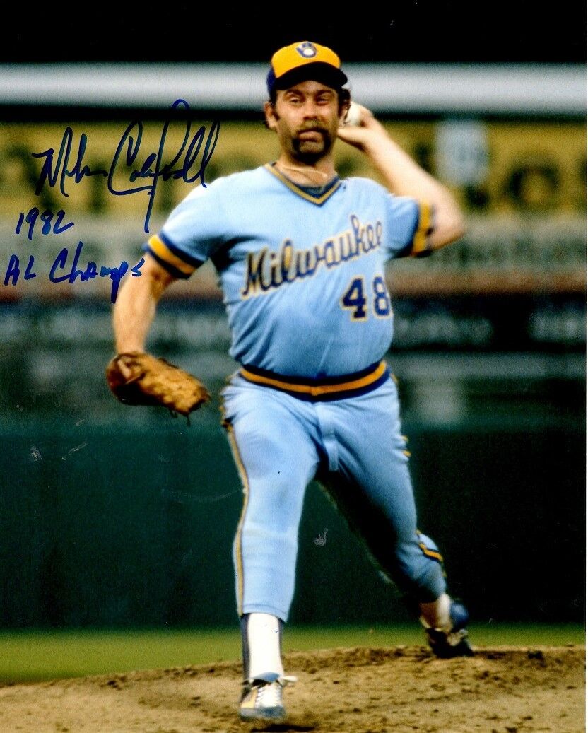 Signed 8x10 MIKE CALDWELL Milwaukee Brewers Autographed Photo Poster painting - w/COA