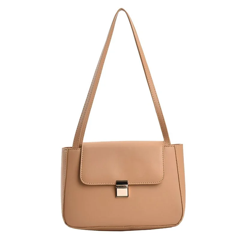 էѧӧܧ Small Simple Style PU Leather Underarm Bags for Women 2021 Winter Designer Lady Travel Shoulder Purses and Handbags