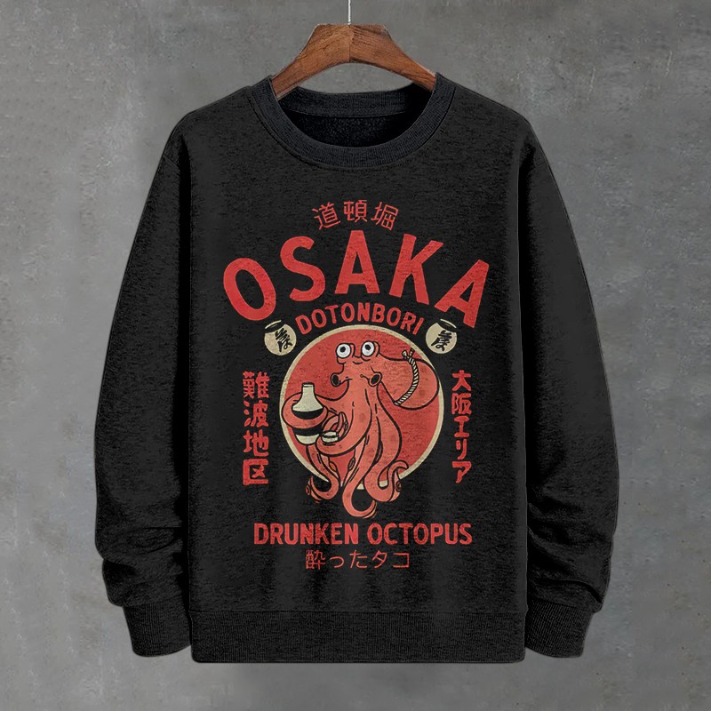 Men's  Japanese Osaka Octopus Art Print Casual Sweatshirt
