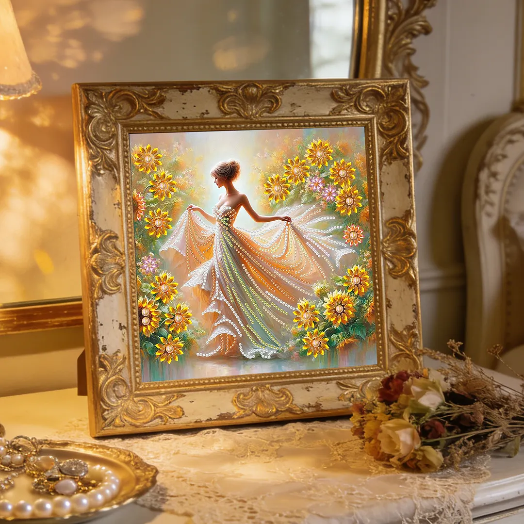 Diamond Painting - Partial Special Shaped Drill - Sunflower Girl(Canvas|30x30cm)