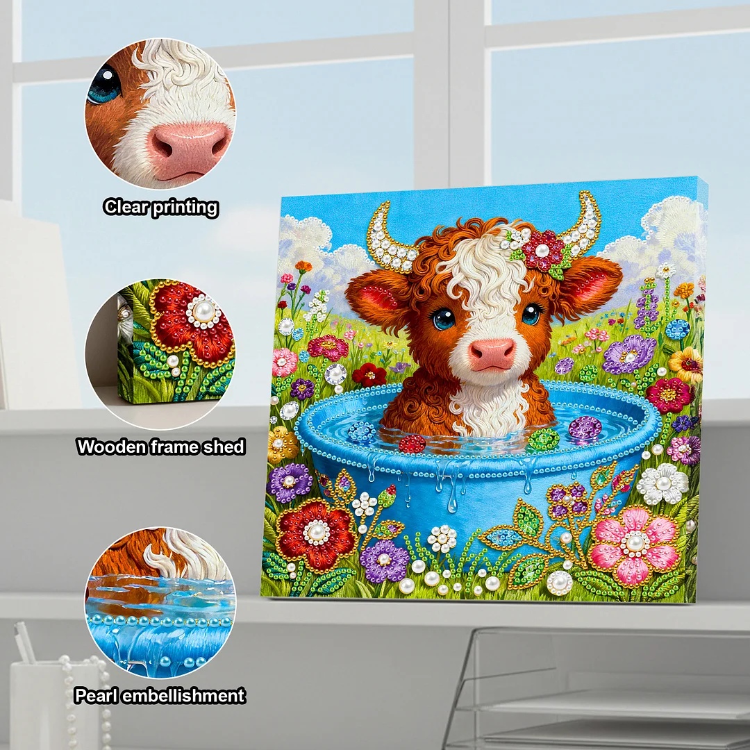 Calf Art Diamond Painting Kit for Adults Home Decor 25x25cm With Frame