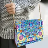 (US Local)DIY Mandala Diamond Art Wooden Coin Pouch with Chain 5D Diamond Painting Purse