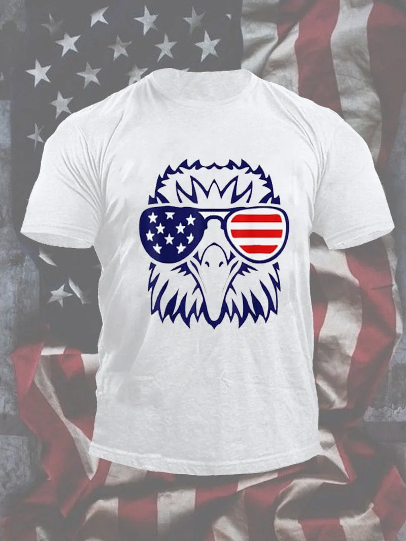 American Independence Day Eagle Print Round Neck Men's Short Sleeve T-Shirt in  mildstyles