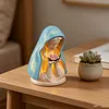 LED Mary Prayer Statue Night Light Warm Light Religious Mother Decor Lights Multi-Purpose Soft Glow Resin Statue Table Lamp for Spiritual Peace Comfort