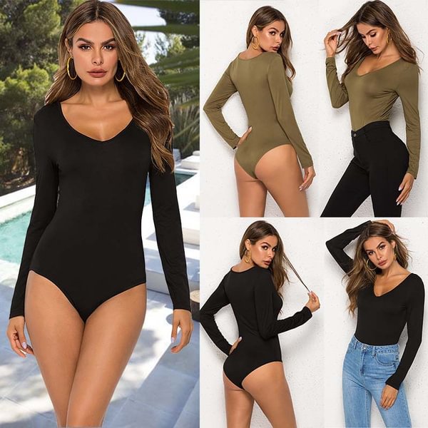 Women's Fashion Sexy Bodysuit Women Long Sleeve Jumpsuit Leotard Bottoming Tops Shirts - Shop Trendy Women's Fashion | TeeYours