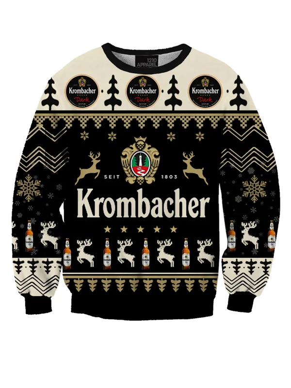 Unisex Krombacher Pils Lager Weizen Germany Beer 3D Printed Ugly Christmas Sweater