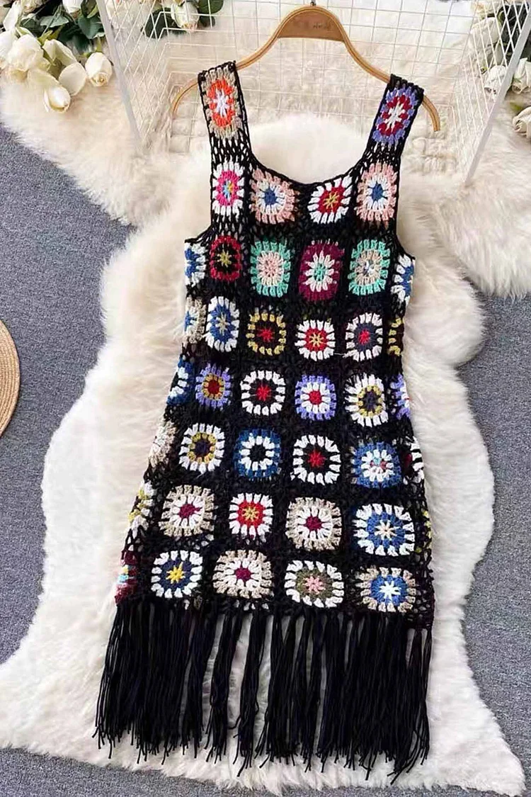 Floral Crochet Tank Dress