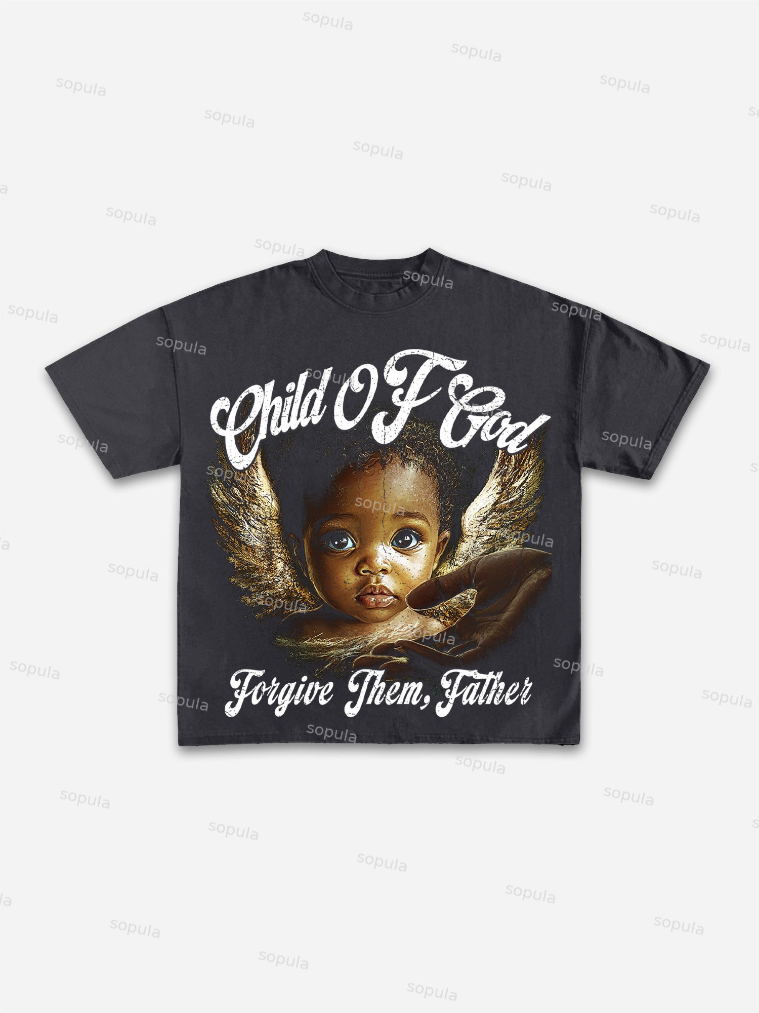 Child Of God, Forgive Them Father Print Cotton T-shirt - Sopula｜Premium Graphic Tees & Graphic Clothing