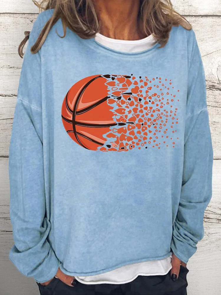 Basketball Girl Basketball Heart Women Loose Sweatshirt-Annaletters