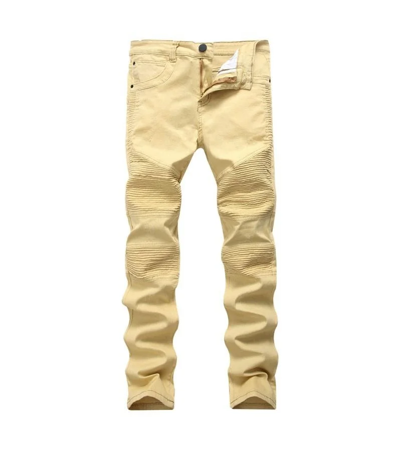 Men Cotton Slim Fit Personality Ripped Jeans