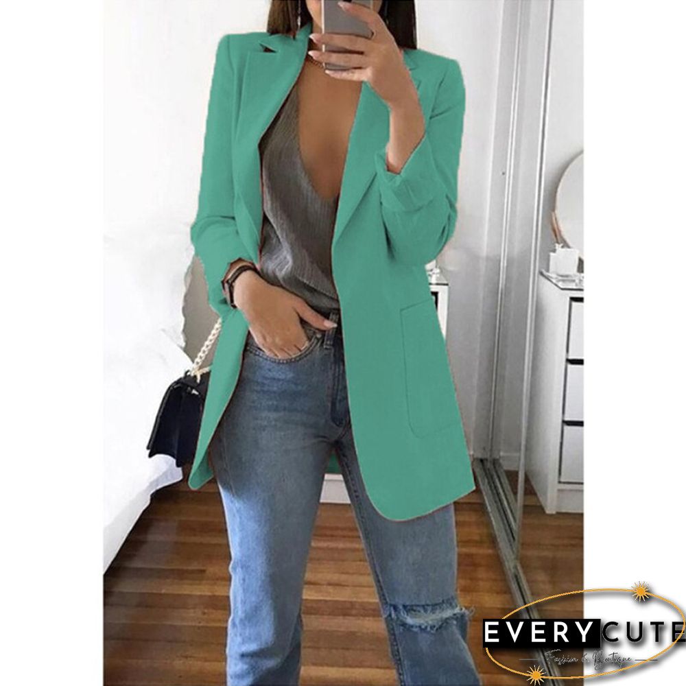 Womens Blazer Jackets Autumn Casual Plus Size Fashion Basic Notched Slim Solid Coats