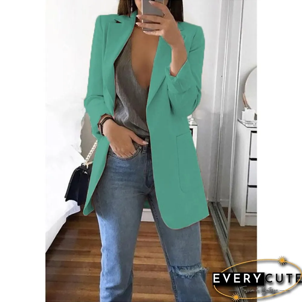 Womens Blazer Jackets Autumn Casual Plus Size Fashion Basic Notched Slim Solid Coats