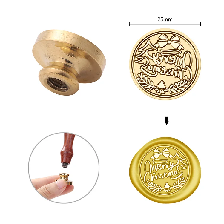 Brass Wax Seal Stamp with Lacquer Finish Elegant Design for