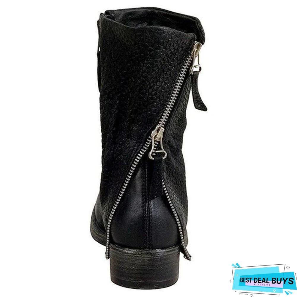 Retro Zipper Spring/Fall Ankle Boots