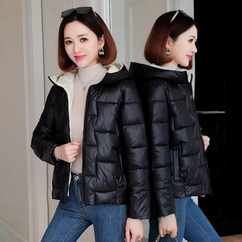 Women's Jacket Winter Parkas Coat 2021 New Hooded Short Jackets Casual Warm Cotton Padded Parka Oversize Loose Outwear