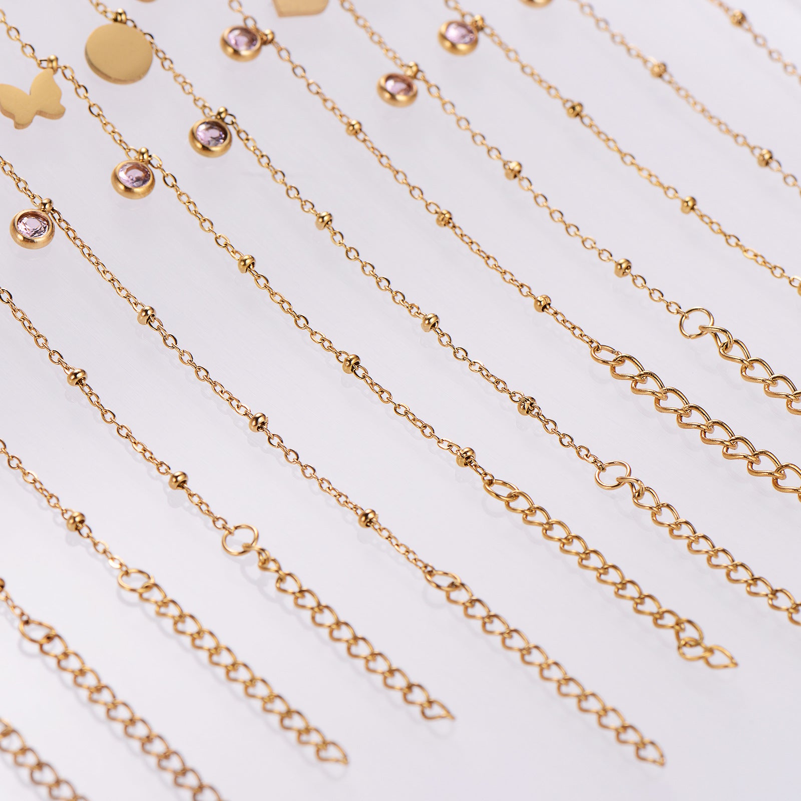 6 Pcs Women Minimalist Stripe Circle Round Animal Text Letter Chinese Zodiac Number Stainless Steel Electroplating Bracelets