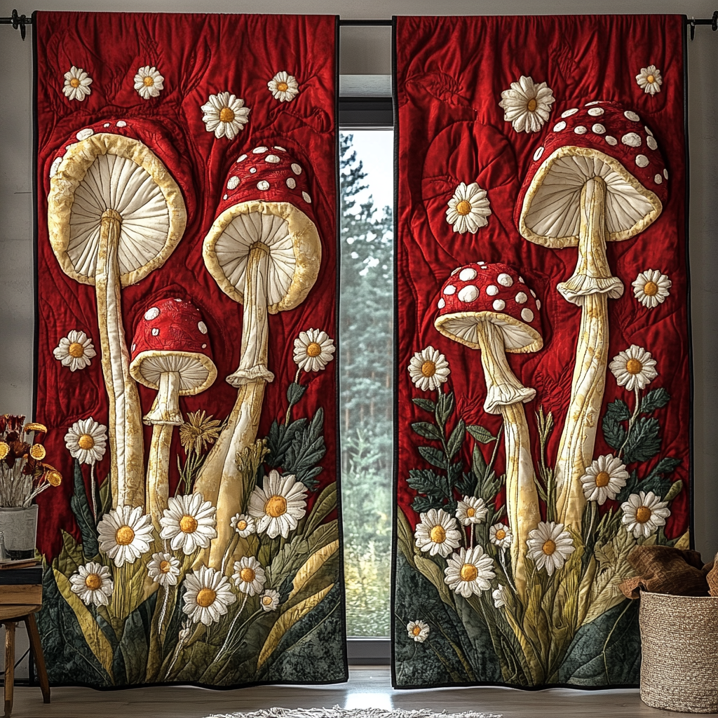 Mushroom Light Printed Quilted  Curtains NCU0DK10961