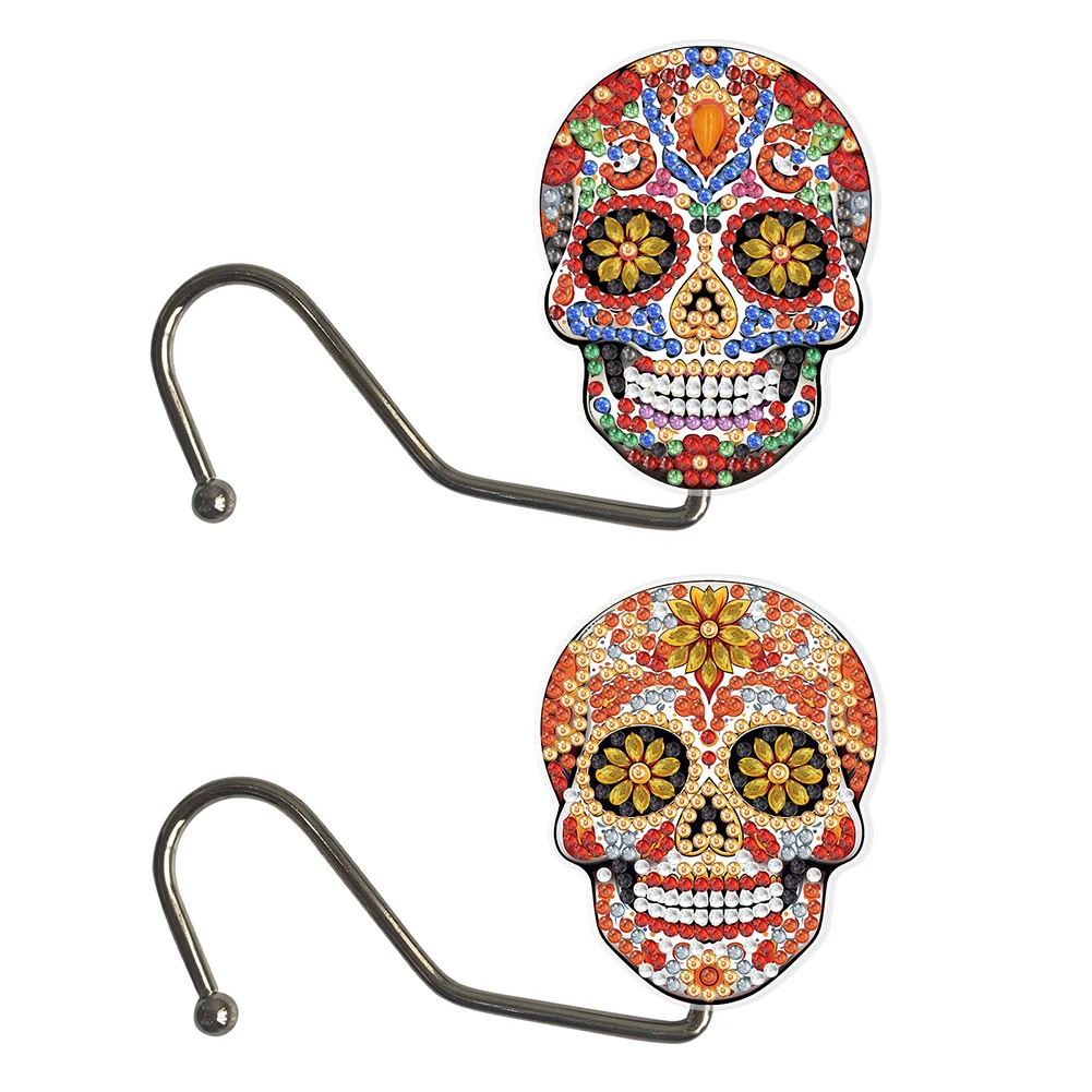 2Pcs Skull Diamond Painting Countertop Hooks for Home Office Decor