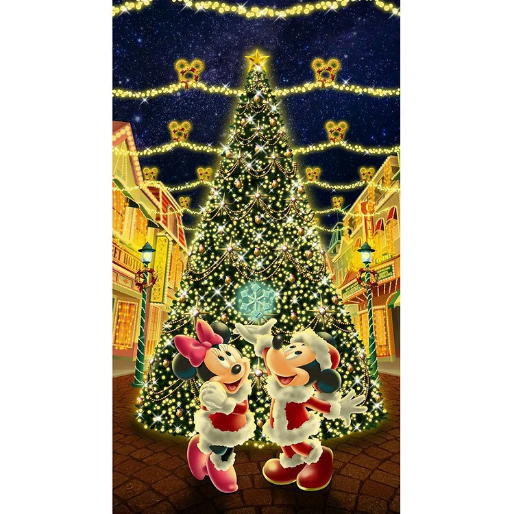 Mickey And Minnie At Christmas 30*70CM(Canvas) Full Round Drill Diamond Painting gbfke