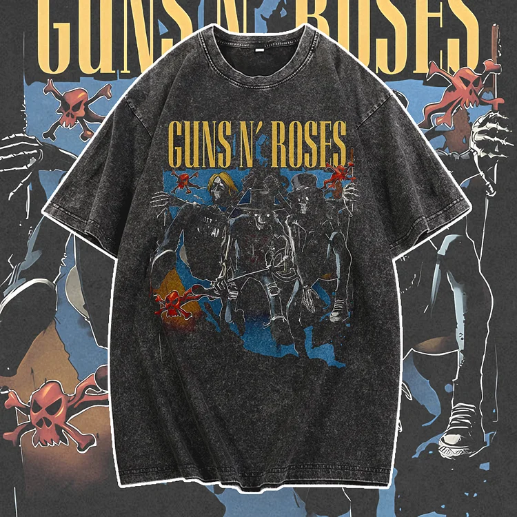 Davidhawaii100% Cotton Casual Vintage Rock Rose Men's Street T-Shirt - 100% Cotton
