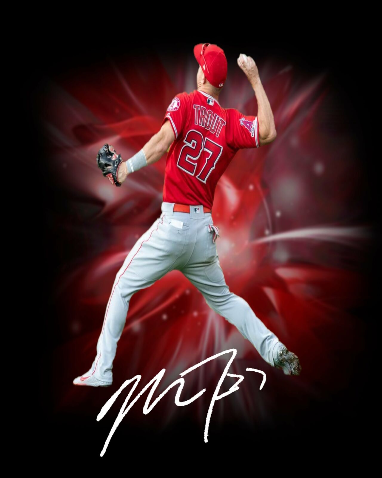 Mike Trout Facsimile Signed 8x10 Photo Poster painting - Los Angeles Angels MLB