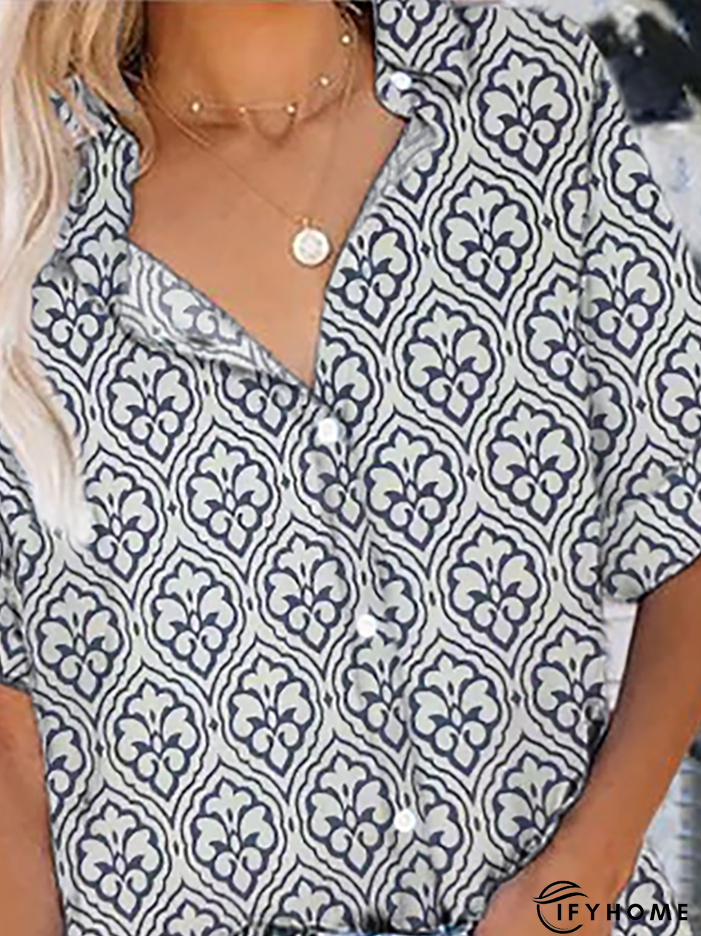 Plus size Hippie Short Sleeve Casual Blouse | IFYHOME
