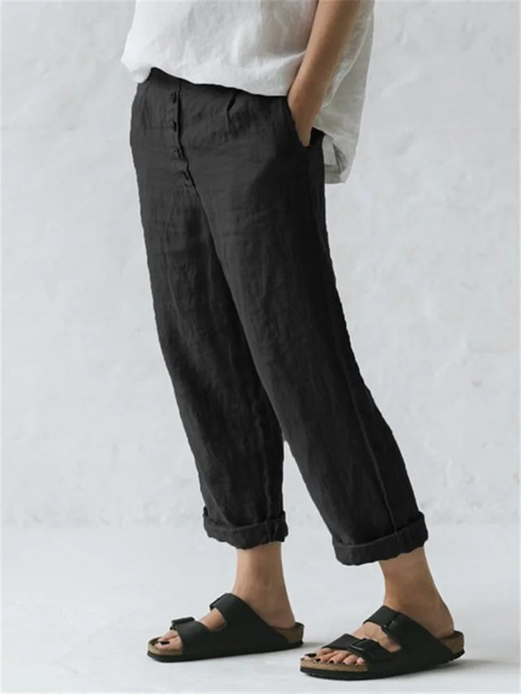 Pocket Button Casual Plus Size Pants