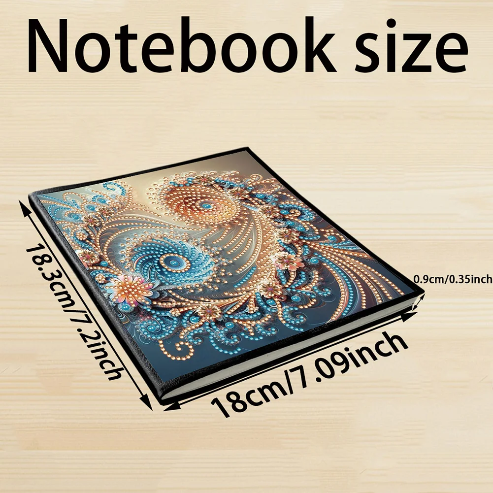 5D DIY Floral Pattern Special Shaped Diamond Art Painting Notebook Kit