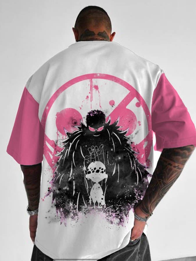 trend fashionable anime print t-shirt