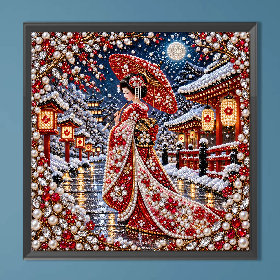 Diamond Art Kit Pearl Geisha Partial Drill 15.75x15.75in
