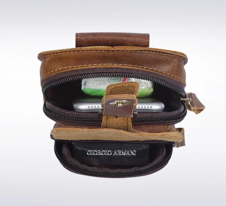 Men's Leather Outdoor Leisure Multifunctional Bag Wearing Belt Mobile Phone Waist Bag