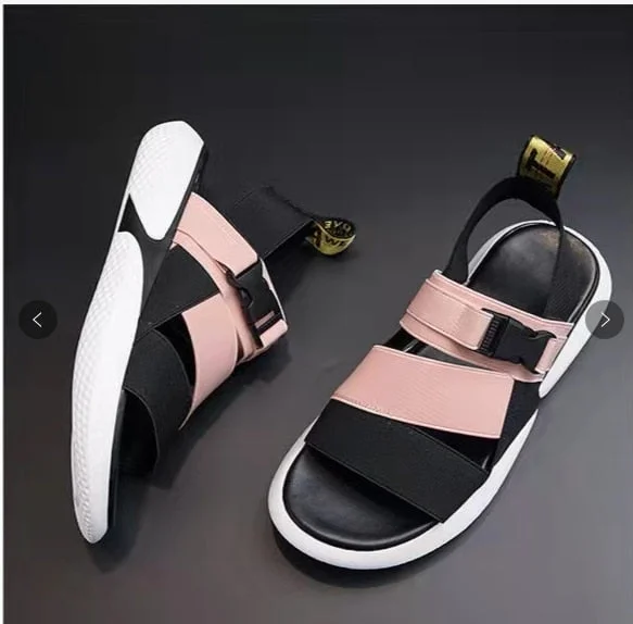 Fashion open toe sports sandals T-shaped buckle thick heel platform shoes 2020 women's summer flat casual shoes women's slippers