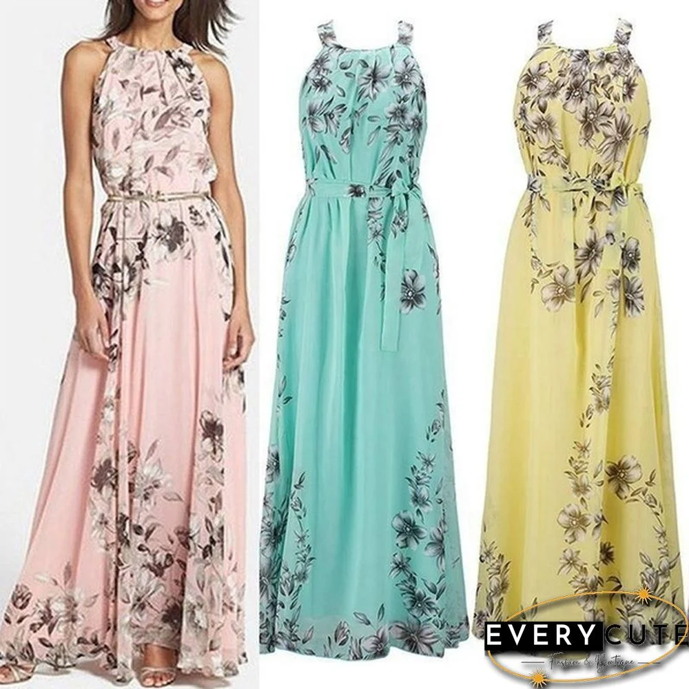 Summer Women's Fashion Boho Long Maxi Dress Sleeveless Lady Beach Dresses Sundress Party Dress