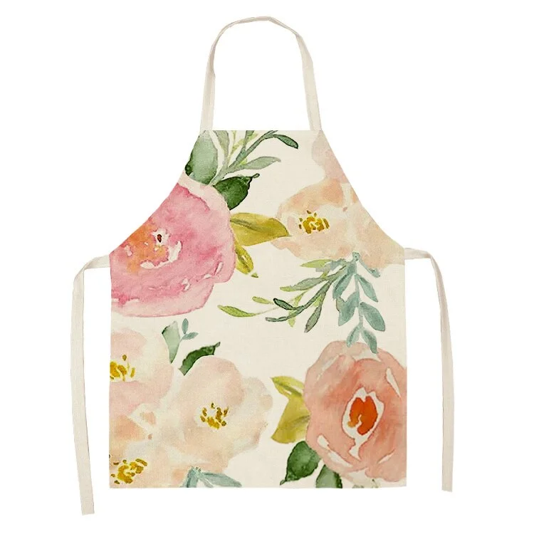 Linen Kitchen Apron - Flowers letclo 