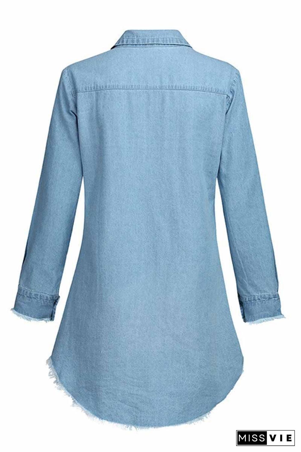 Loose Button Design 4 Colors Denim Tops