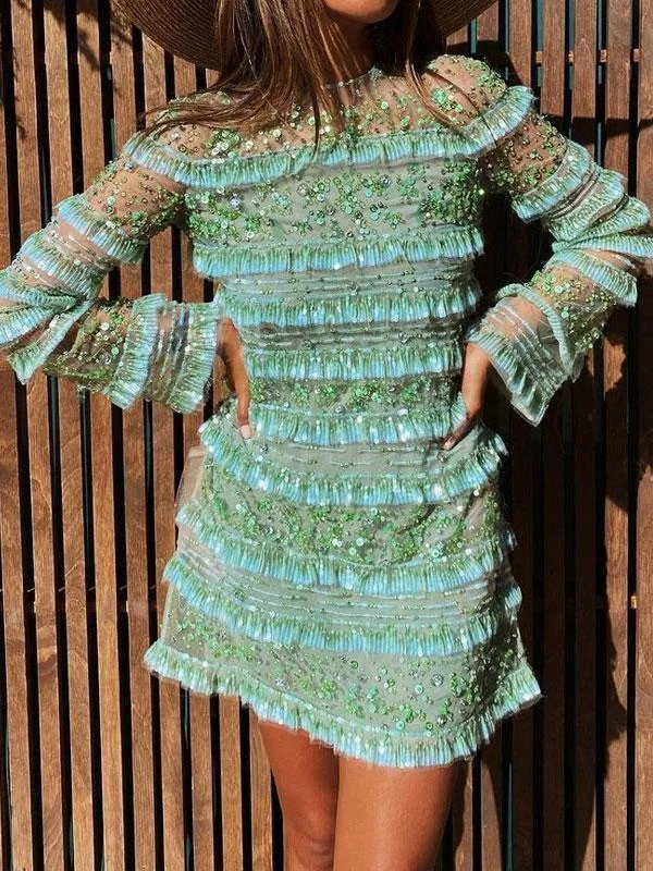 Long sleeve sequin dress