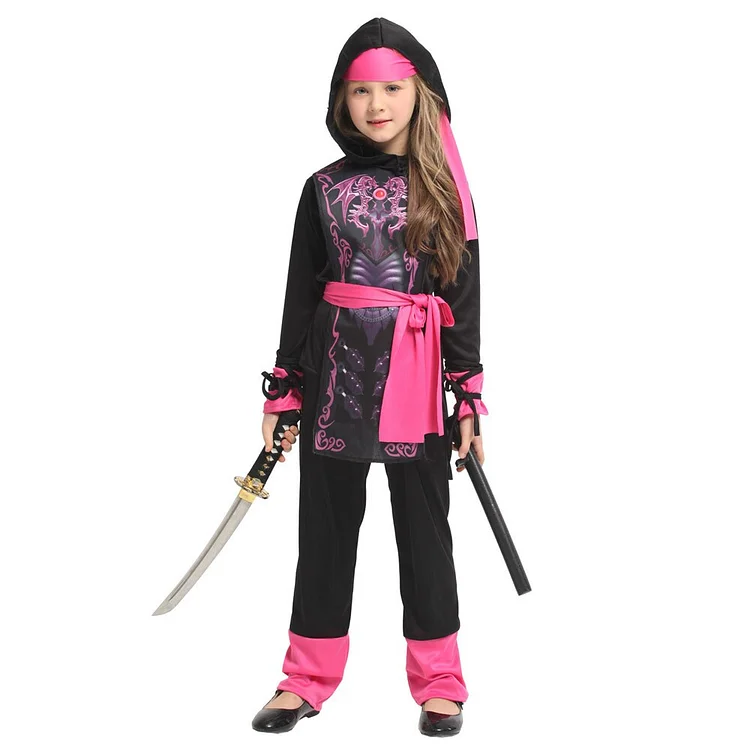 Halloween Cosplay Costume Pink Children Samurai Naruto Costume-elleschic
