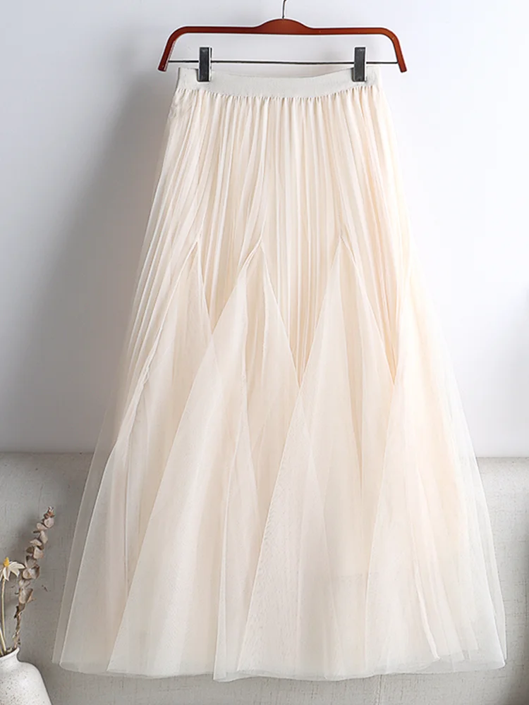 Tigena Elegant Tiered Long Tulle Skirt For Women 2023 Spring