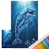 Crystal Blue Dolphin Full 11CT DIY Stamped Needlework Embroidery Kit Large Size 15.74x27.56inch Embroidery Needlepoint Starter Kits Cross Stitch Art and Crafts Kits for Beginners Home Decor