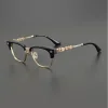 Limited edition! Pure titanium medium gold plate retro eyebrow line frame with myopia glasses