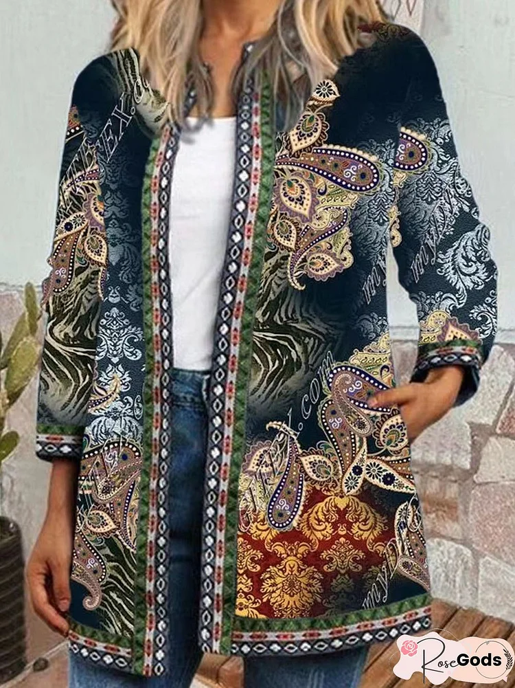 Vintage Cotton Abstract Sleeveless Jacket