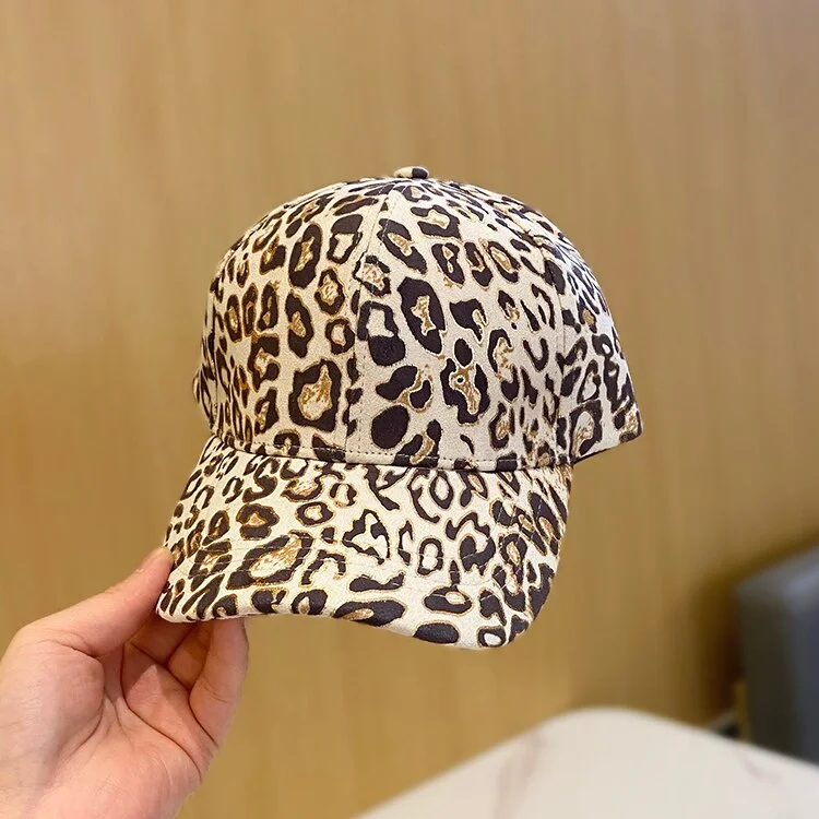 Ladies Leopard Print Baseball Cap Spring Summer Outdoor Travel Elegant Casual Peaked Cap Autumn SportsVersatile Sun Hat