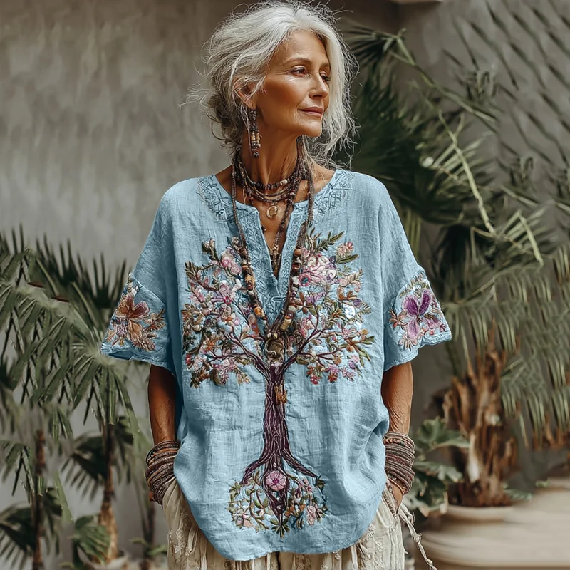 Women's Tree Of Life Floral Art Comfy Shirt