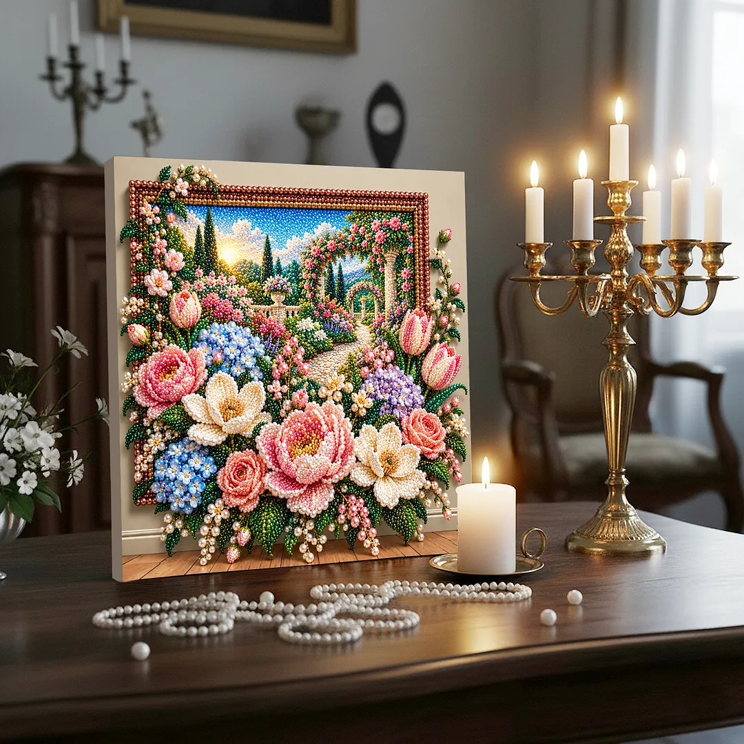 Framed Pearl Painting Kit Botanical Bloom 11.81x11.81in