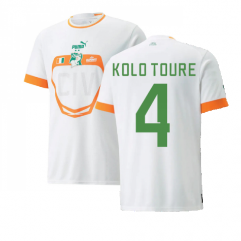 Ivory Coast Kolo Touré 4 Away Shirt Kit 2022-2023