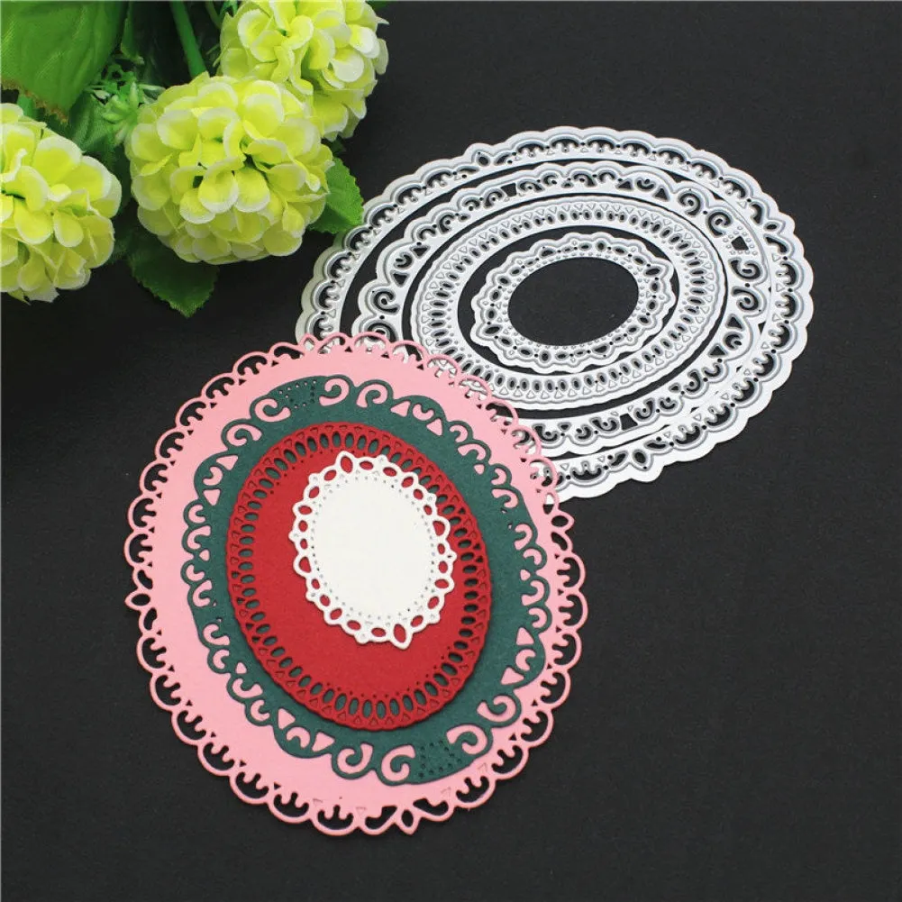 4pcs Laced Oval Frame Set Metal Cutting Dies for Scrapbooking DIY Photo Album Card Making Decorative Stencil New 2020