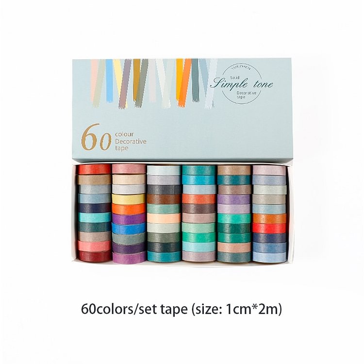 JOURNALSAY 60/100 Colors Beautiful Series Basis Rainbow Journal Decoration Masking Washi Tape Set