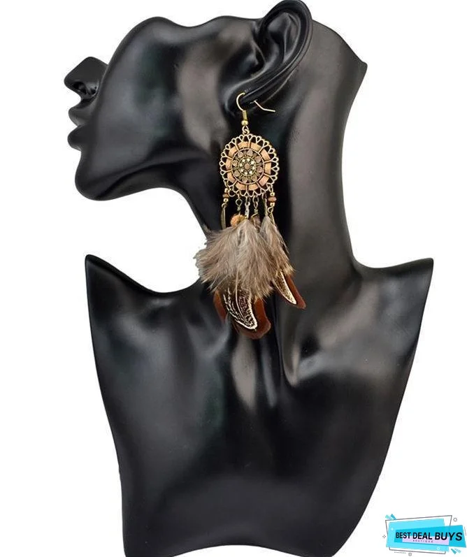 Bohemia Feather Tassels Earrings Accessories